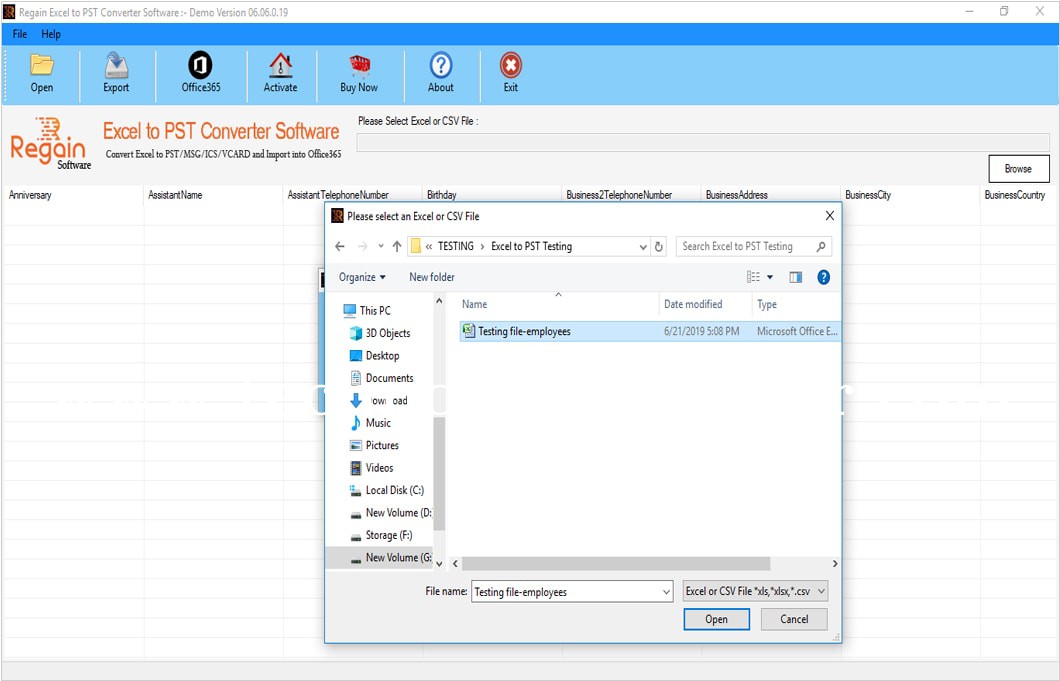 Regain Excel to PST Converter Screenshots